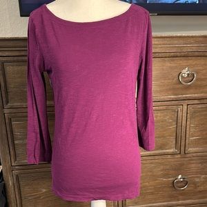 LOFT Pink Fitted Long Sleeve Blouse